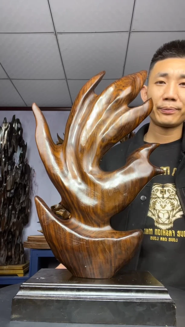 金丝楠木雕款心*金丝楠木工艺品摆件