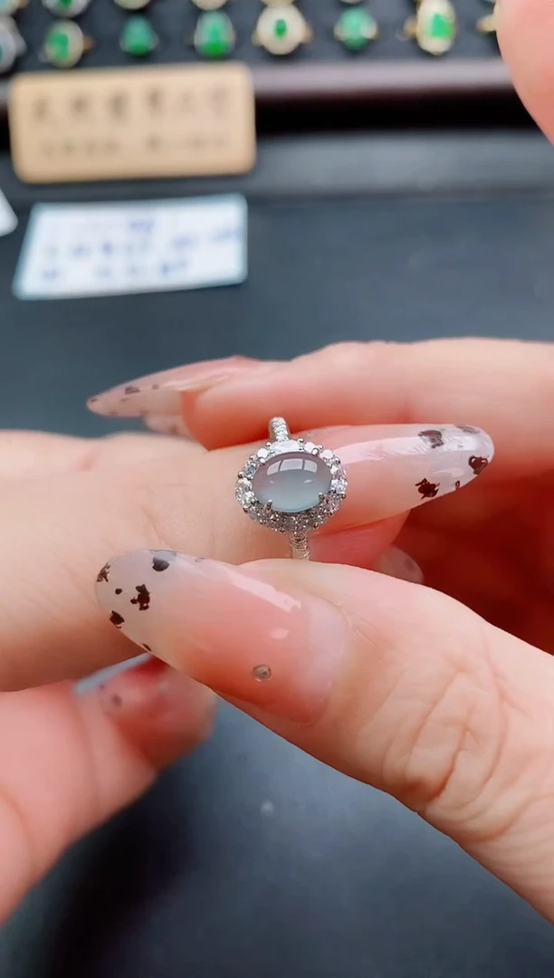 银S925镶嵌戒指翡翠1