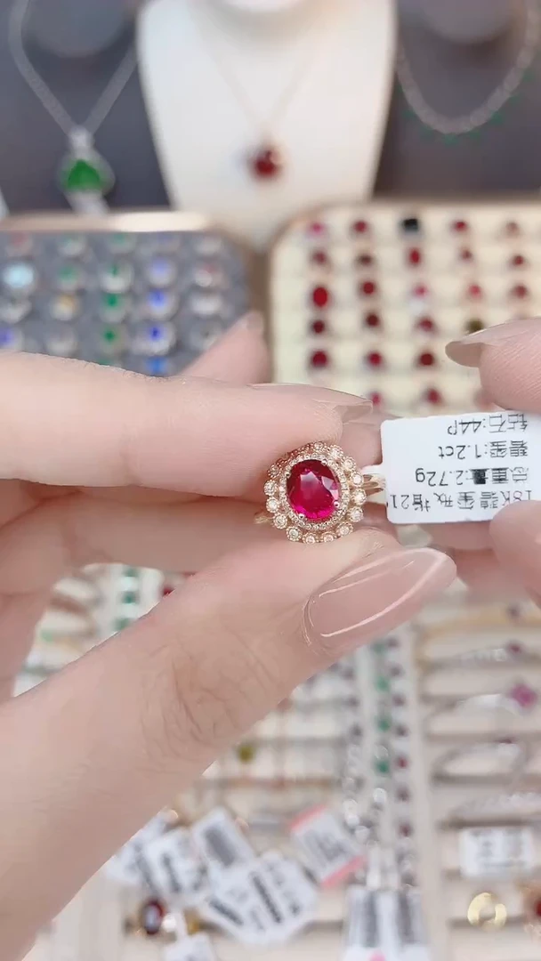 18K金镶嵌戒指红色碧玺-1.2ct