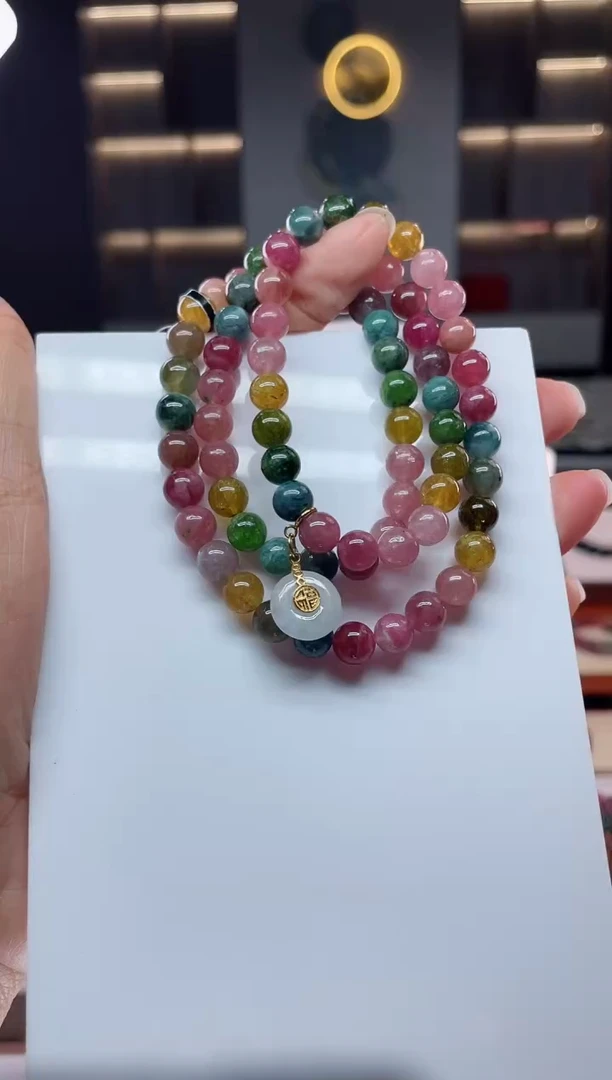 未镶嵌老矿碧玺三圈手串7mm+碧玺（多样性发一条）Q