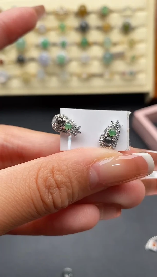 银S925镶嵌戒指翡翠5555555+6