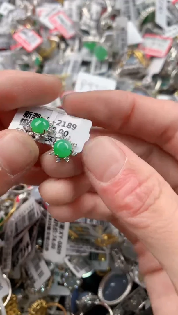 银S925镶嵌戒指翡翠999             1