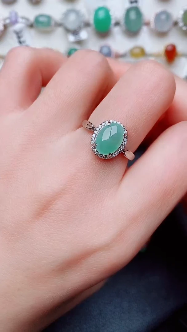 银S925镶嵌戒指翡翠...