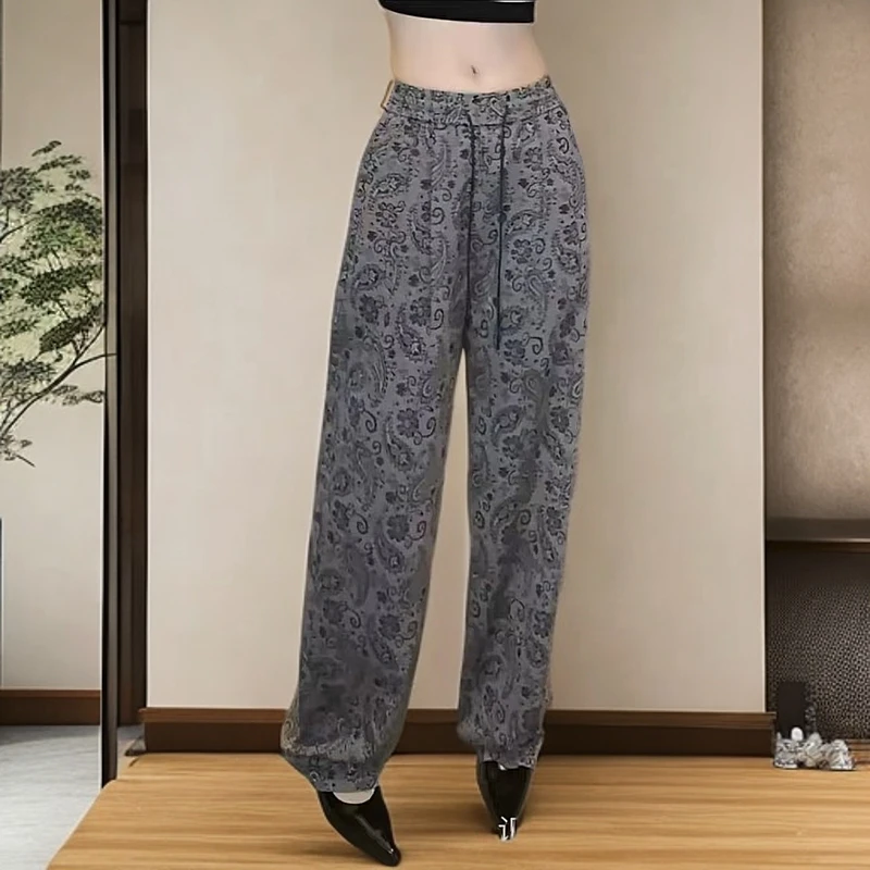 《姚家优麦汇》K5697春夏款提花长裤新款时尚休闲洋气百搭裤女