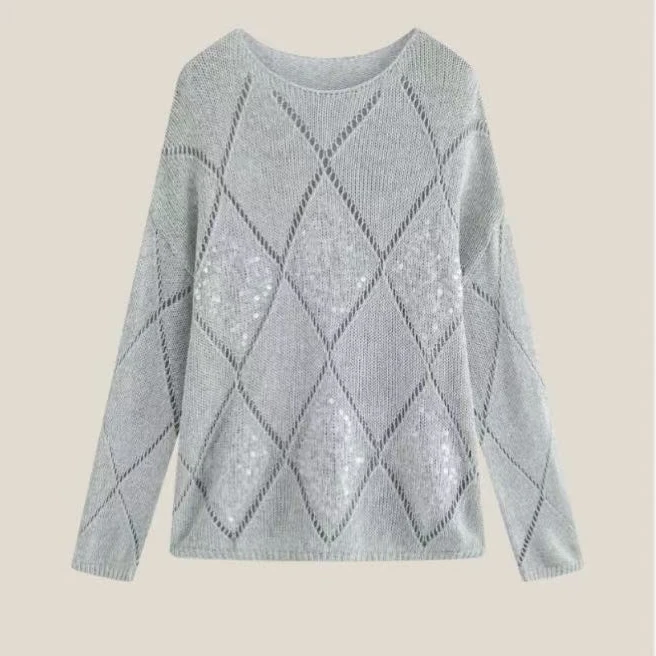 【桃子】新款宽松显瘦透气设计感长袖毛衫女52150