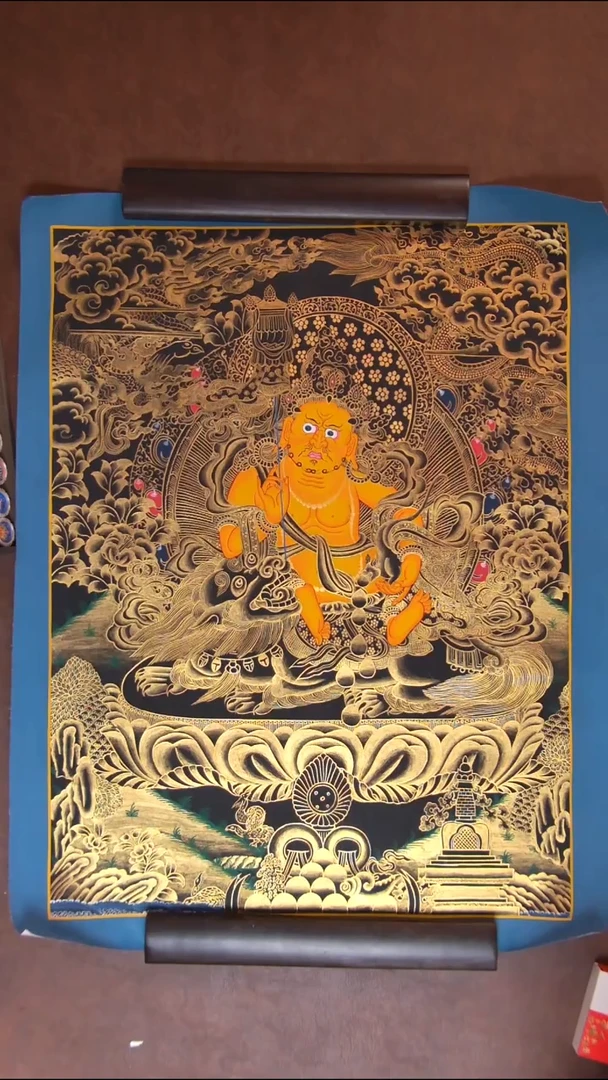 卷轴画财宝天60cm45cm手绘唐卡