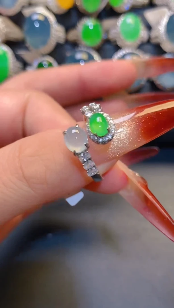 翡翠银S925镶嵌耳饰天然