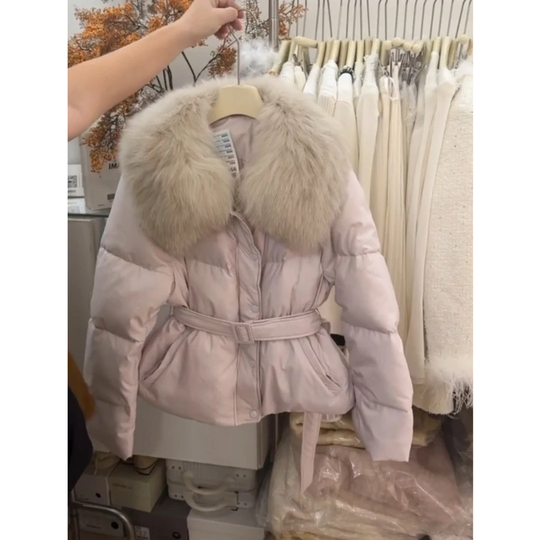 2025年冬季韩系大毛领翻领棉服女高级感收腰显瘦百搭保暖短款外套