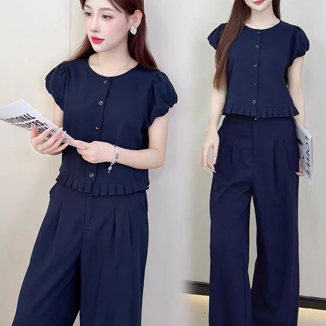 2025夏季新款时尚套装女洋气减龄无袖背心上衣高腰阔腿裤两件套潮