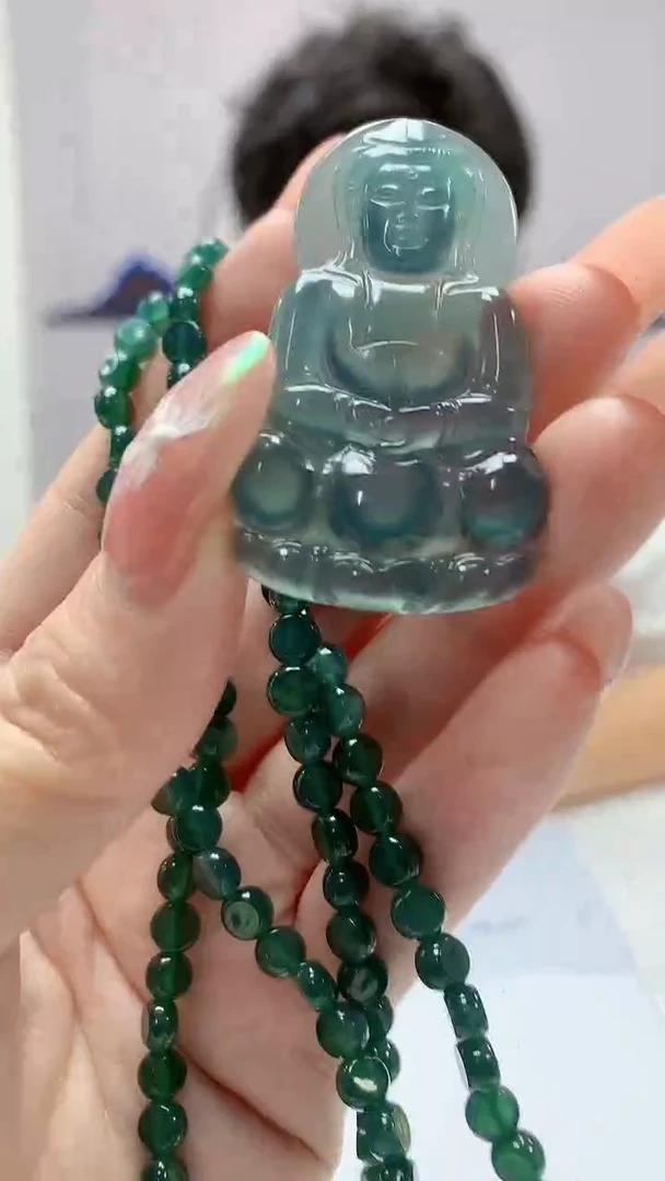 【闪购商品】定制翡翠未镶嵌4688DD-毛货挂件观音赠珠链173