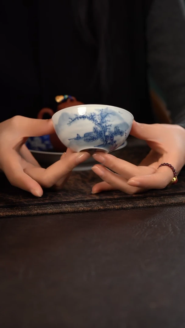 【闪购商品】杯869号HLX陶瓷重工山水普洱杯