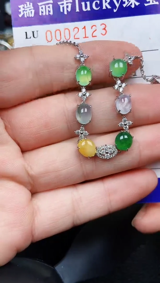 翡翠银S925镶嵌颈饰2123