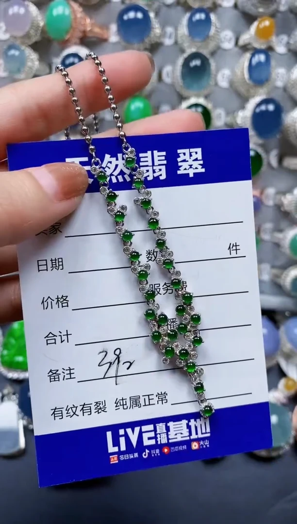 翡翠银S925镶嵌颈饰0392