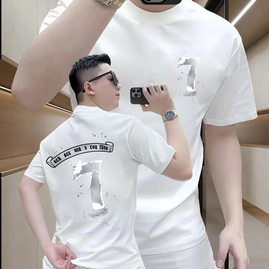 美式痞帅重磅纯棉短袖-oer数字7 青年男女潮牌宽松百搭圆领