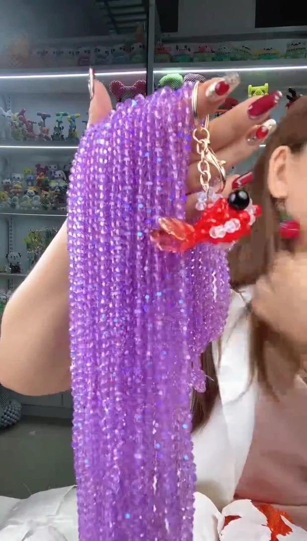 玻璃1047六里华子球珠大眼鱼材料包1套紫色