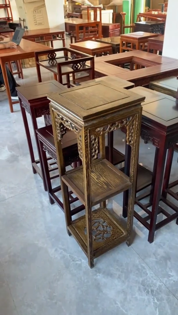 鸡翅木类成套家具花架（不退不换）