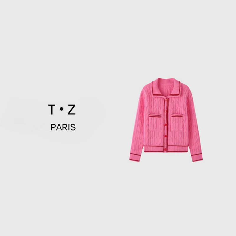 T·Z*18时尚女士麻花针织提花羊毛针织式毛衣-8670