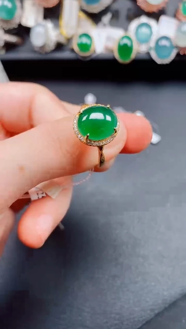 银S925镶嵌戒指翡翠翡翠