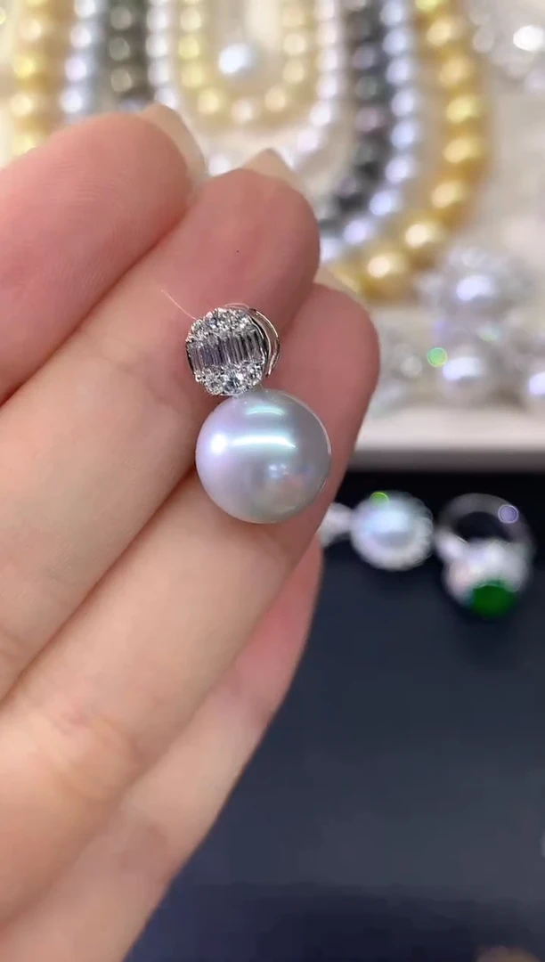 18K金镶嵌吊坠不含链海水珍珠a80