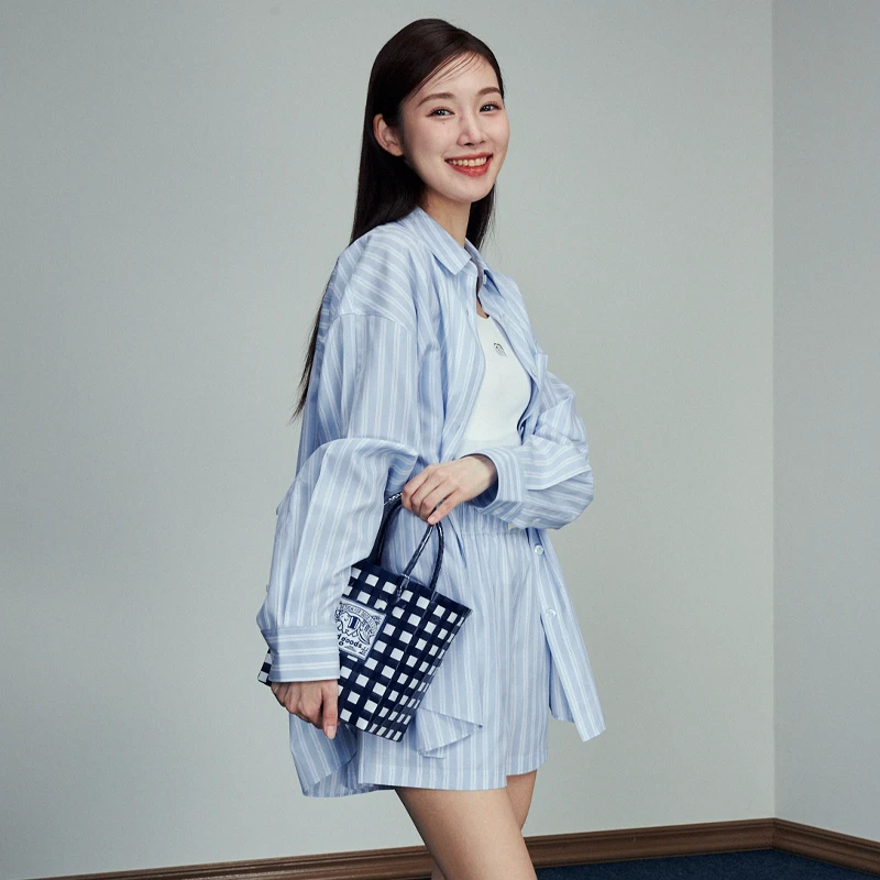 【阳光专属】韩系条纹百搭复古港味蓝条纹短裤-MAFD04WSP010U81