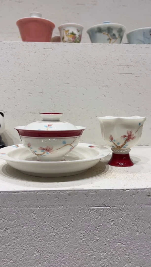 【闪购商品】明知 玉兰风清 盖碗+壶承+杯