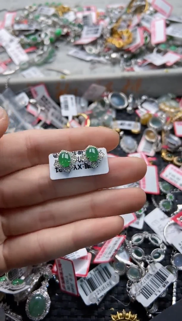 翡翠戒指银S925镶嵌1010---4