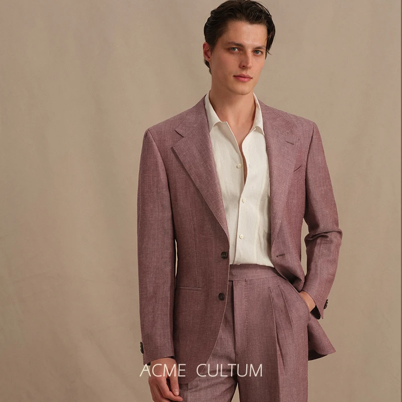 【定织偏色暗纹】AC毛麻混纺意式软结构西服套装男老钱风休闲上衣