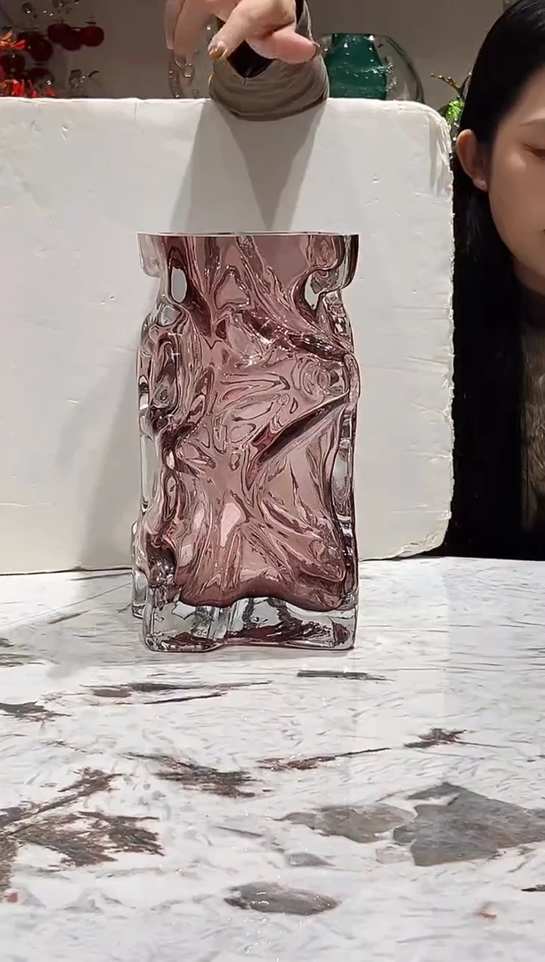 粉紫色冰川艺术花瓶