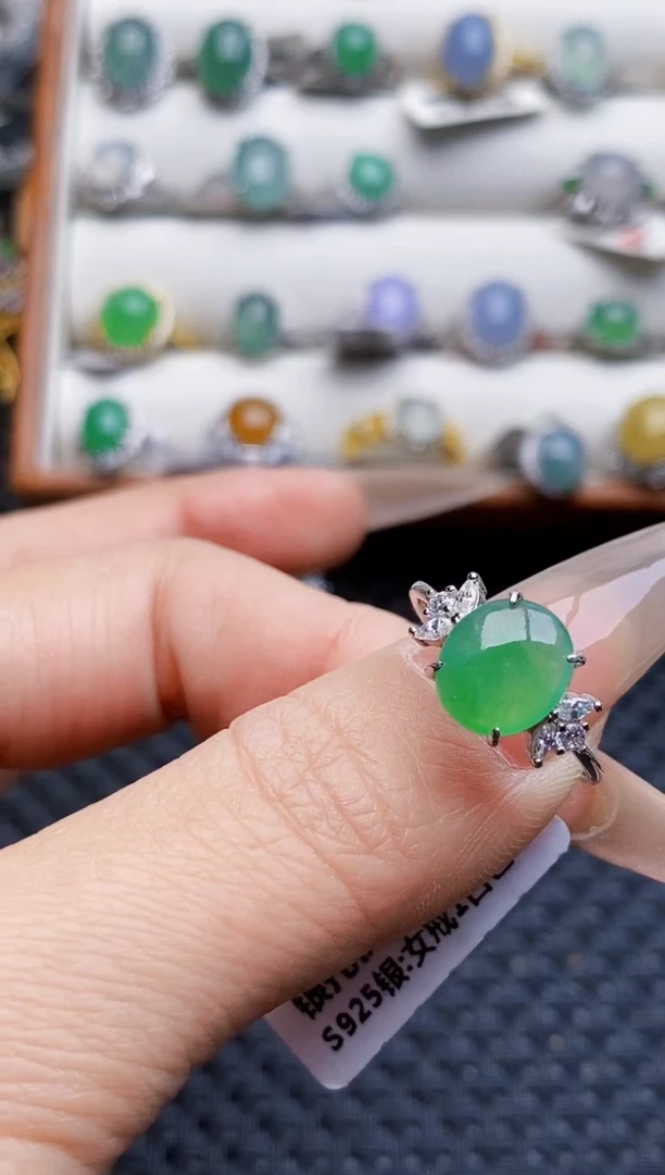银S925镶嵌戒指翡翠2058