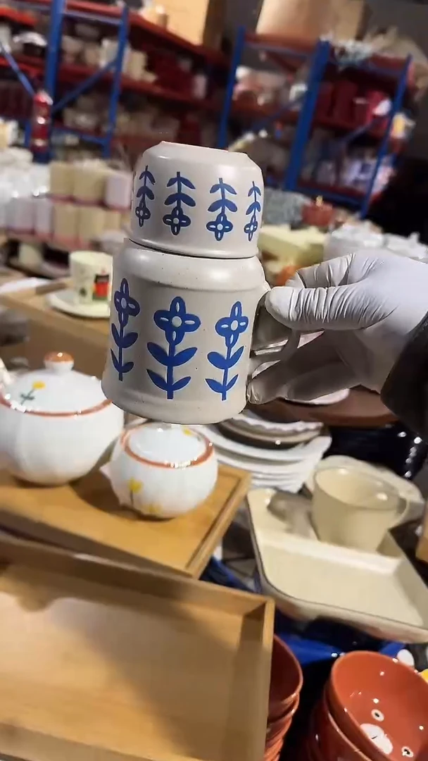 陶瓷粗陶带盖杯子微瑕 凑满20元包邮