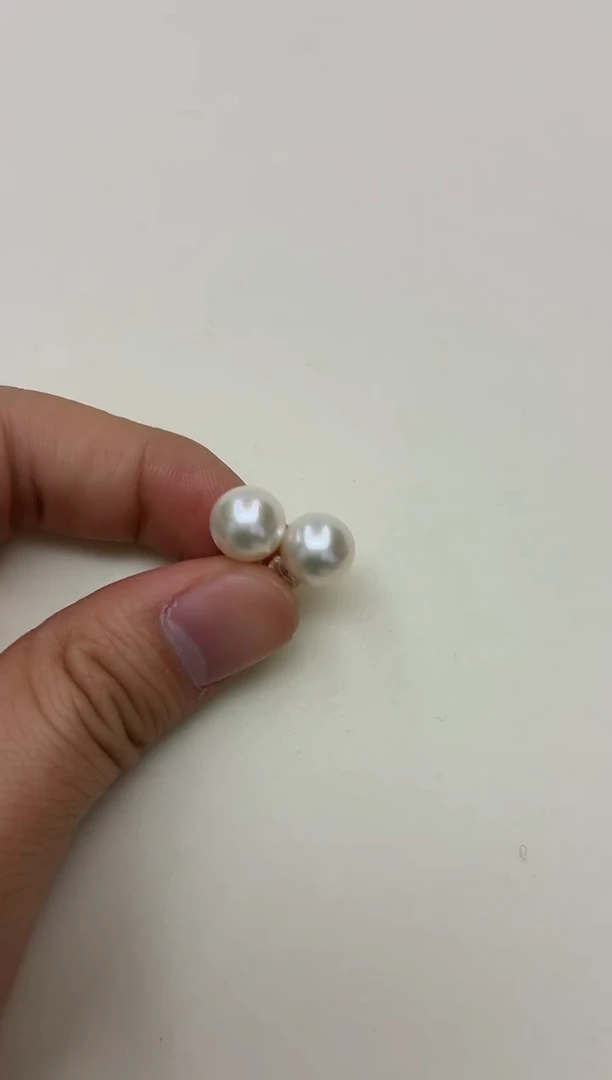 铂Pt900镶嵌DA淡水珍珠耳饰10 y425