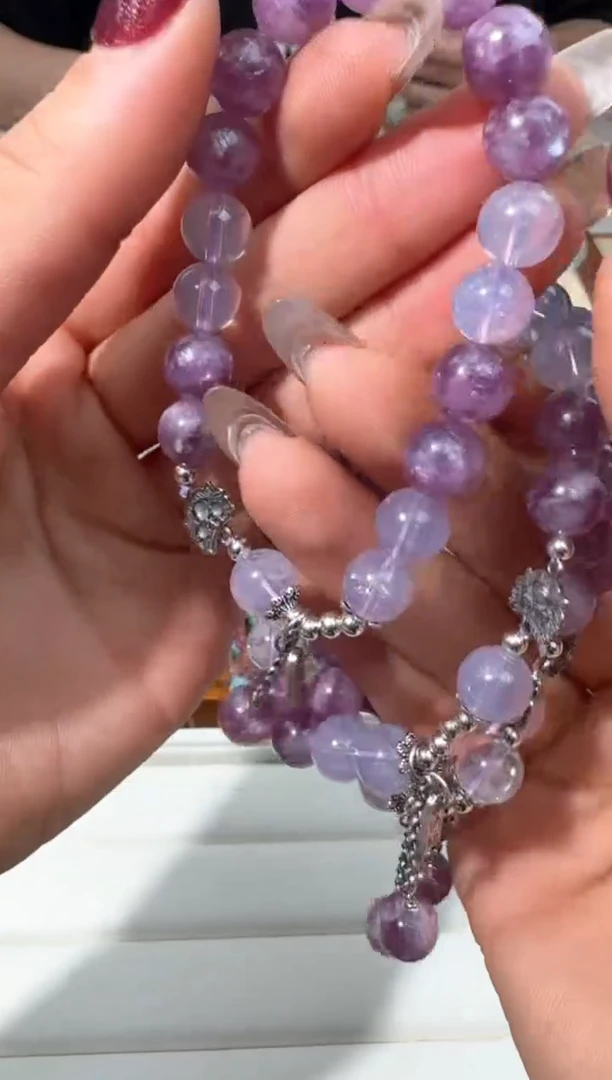 【闪购商品】水晶手链银S925镶嵌B027紫玉晶紫祖母设计款