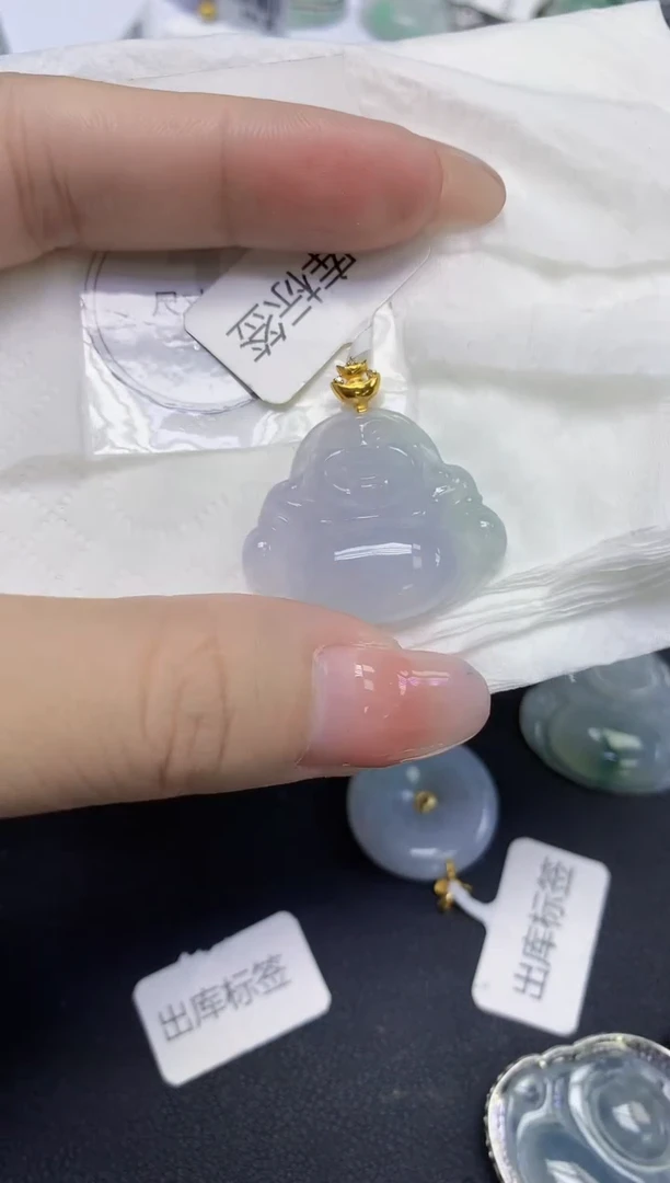 颈饰18K金镶嵌翡翠天然缅甸翡翠A货百元以上9元证书费自理