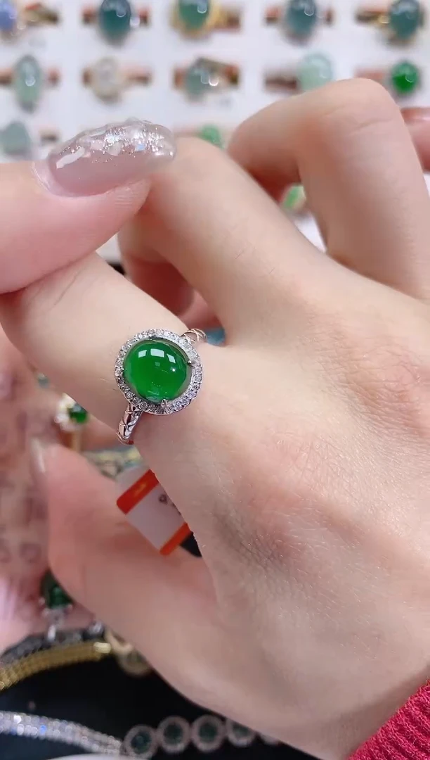 银S925镶嵌戒指翡翠天然翡翠