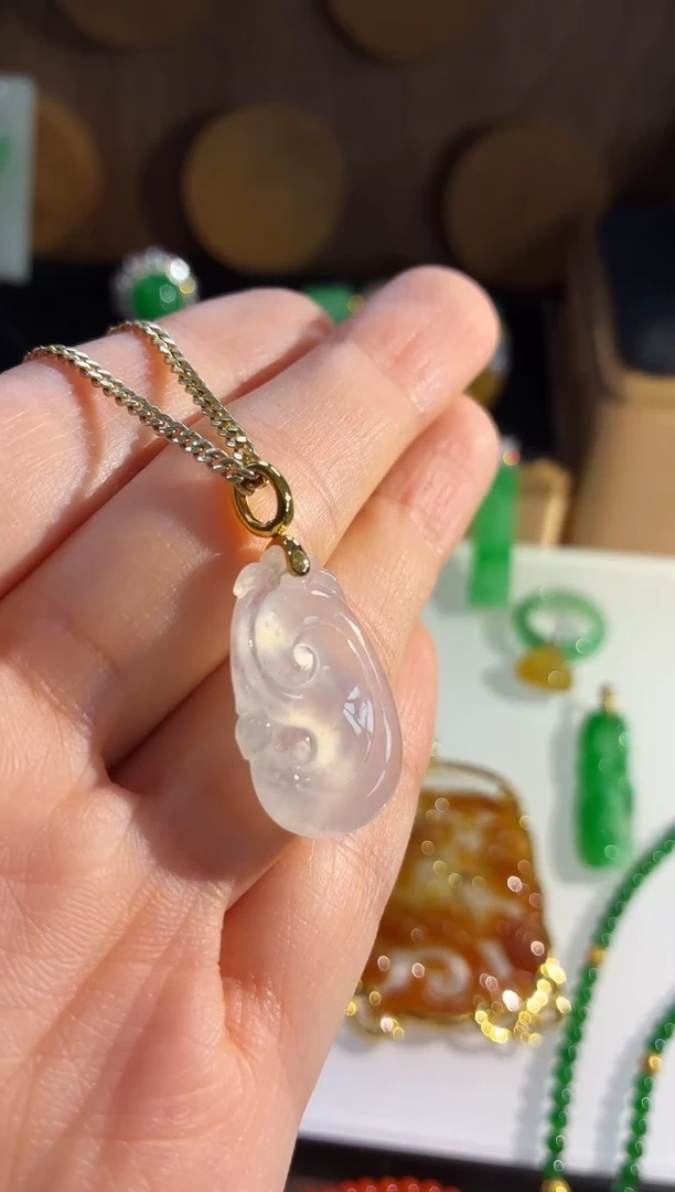 吊坠(不含链)18K金镶嵌翡翠吊坠