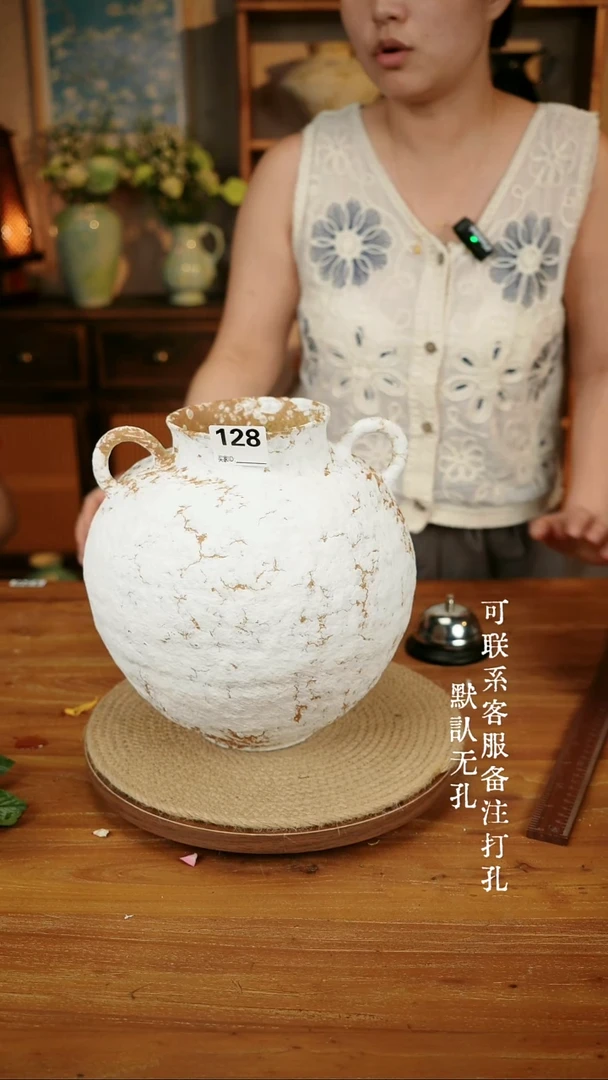 128景德镇手工拉胚花瓶花器重工款