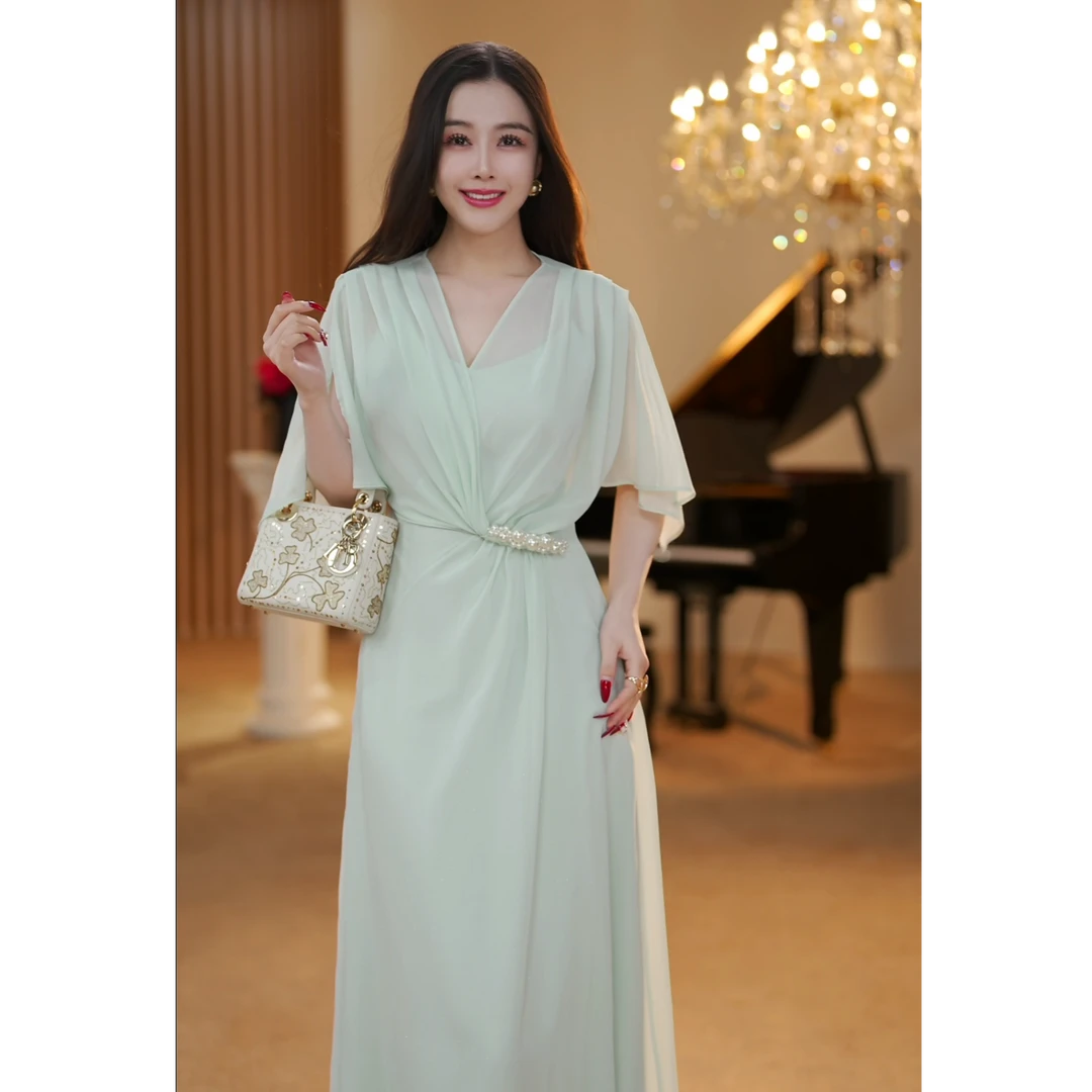 【JOSIE定制】薄荷曼波 法式气质显瘦修身洋气减龄感连衣裙-YL11415