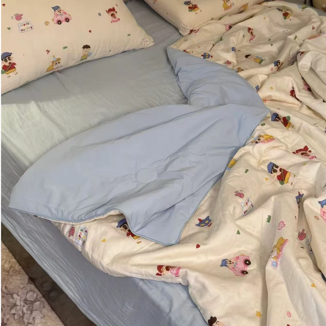 夏季空调被全棉双层纱+凉感丝夏被卡通印花单双人薄款机洗夏凉被