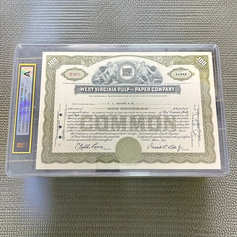 非法定货币弗吉尼亚纸浆与造纸公司纸质票证（已兑付，以实际为准）