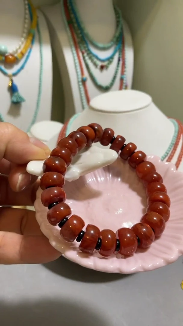 未镶嵌南红玛瑙珠宝奇石11.8mm直切手串