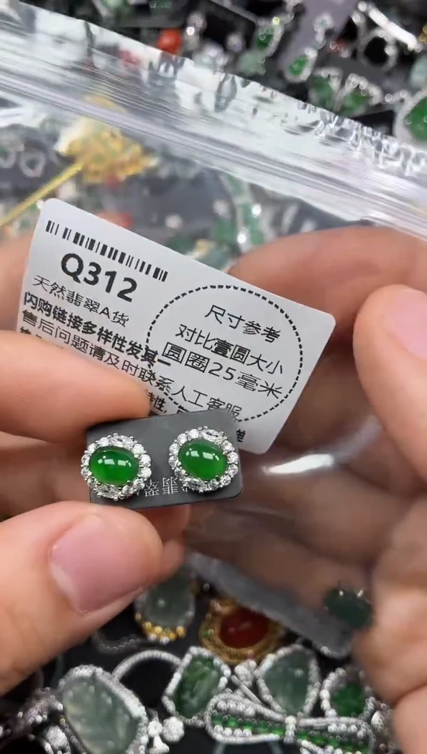 颈饰未镶嵌翡翠Q312耳钉