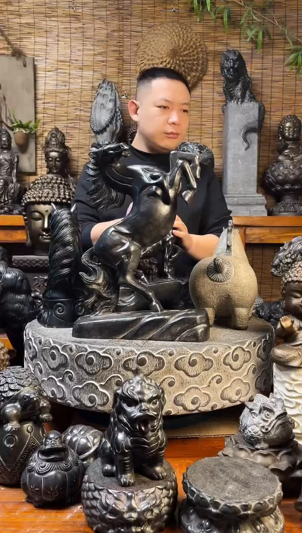 石材40腾空马天然青石雕刻