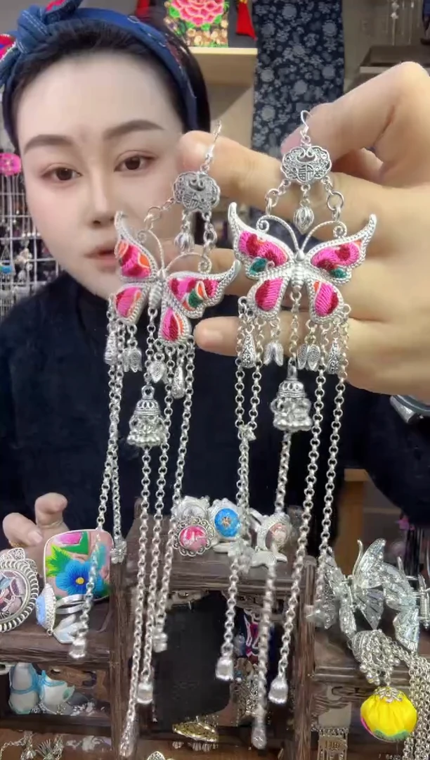 【闪购商品】刺绣非遗手工刺绣蝴蝶耳环