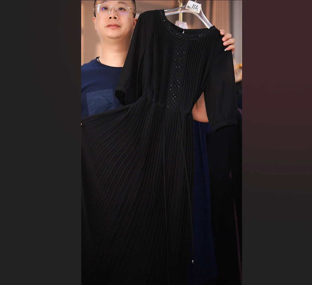 C55（长袖）黑色中袖XW1宽松连衣裙女装连衣裙显瘦长款