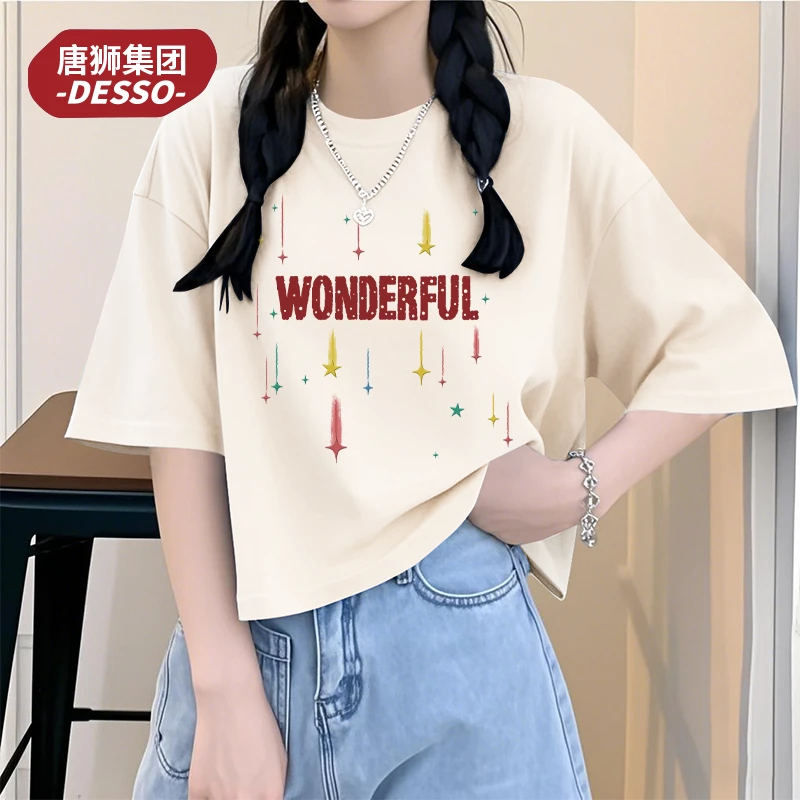 唐狮集团desso纯棉宽松T恤女款新款爆款夏季外穿短袖上衣洋气衣服