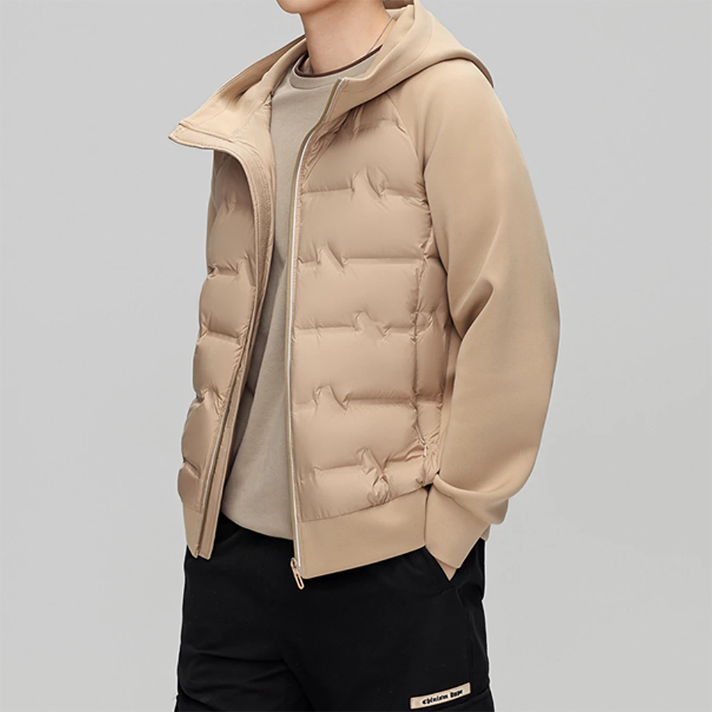 保暖轻薄外套宽松连帽薄款羽绒服男士运动短款雪乡出游防寒装备