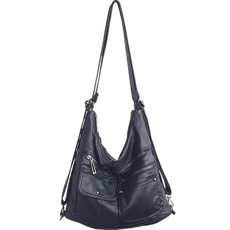 优卡推荐新款女士多口袋多功能单肩斜挎双肩包