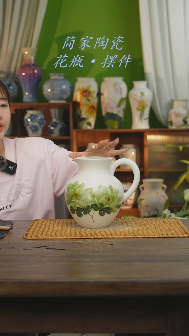 瓷片景德镇纯手工手绘花器摆件
