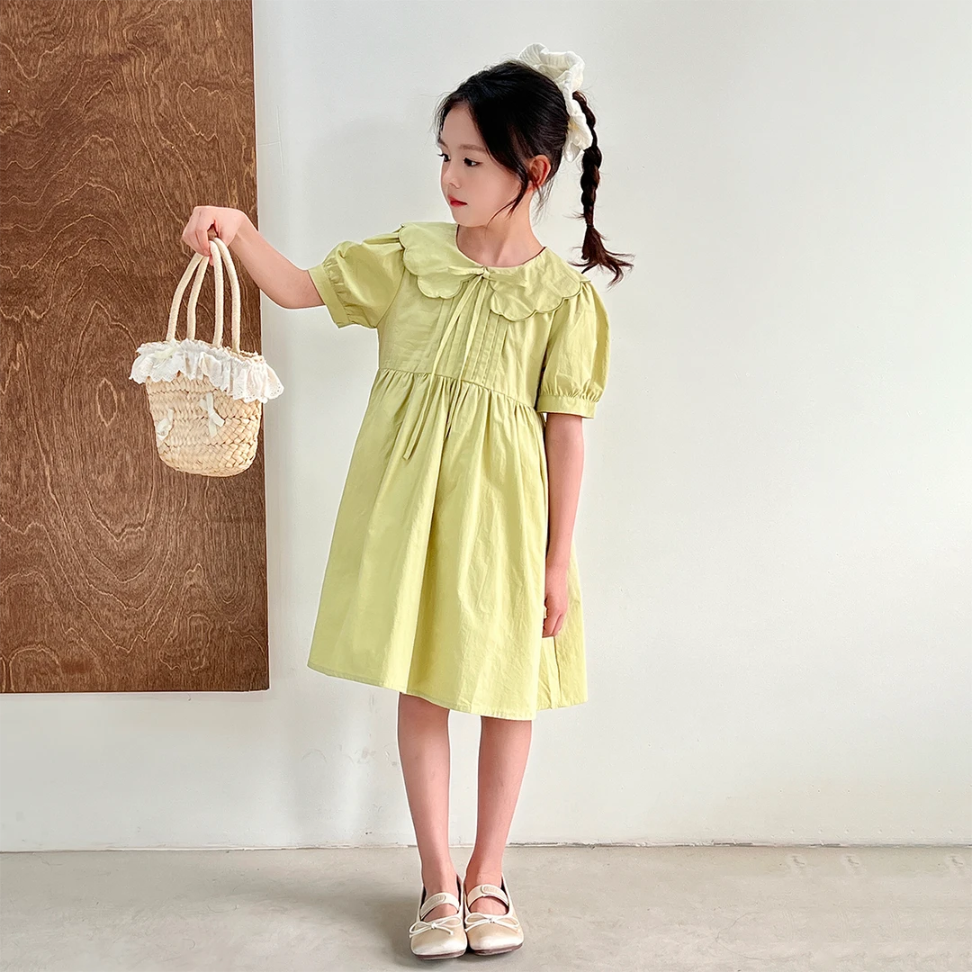 现货【绿沫】100棉5420连衣裙单层女童新款夏装小清新女宝短袖裙子