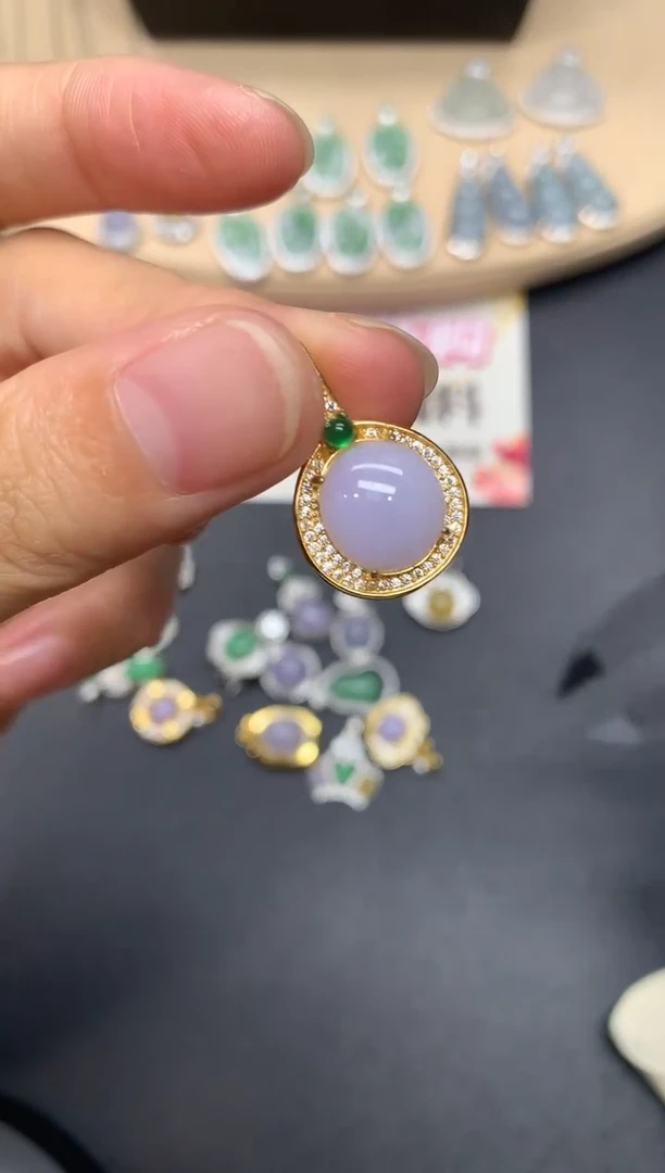 翡翠银S925镶嵌吊坠(不含链)蛋面【无服务费】